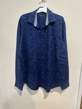 Bugatchi Navy Floral Button Down Shirt